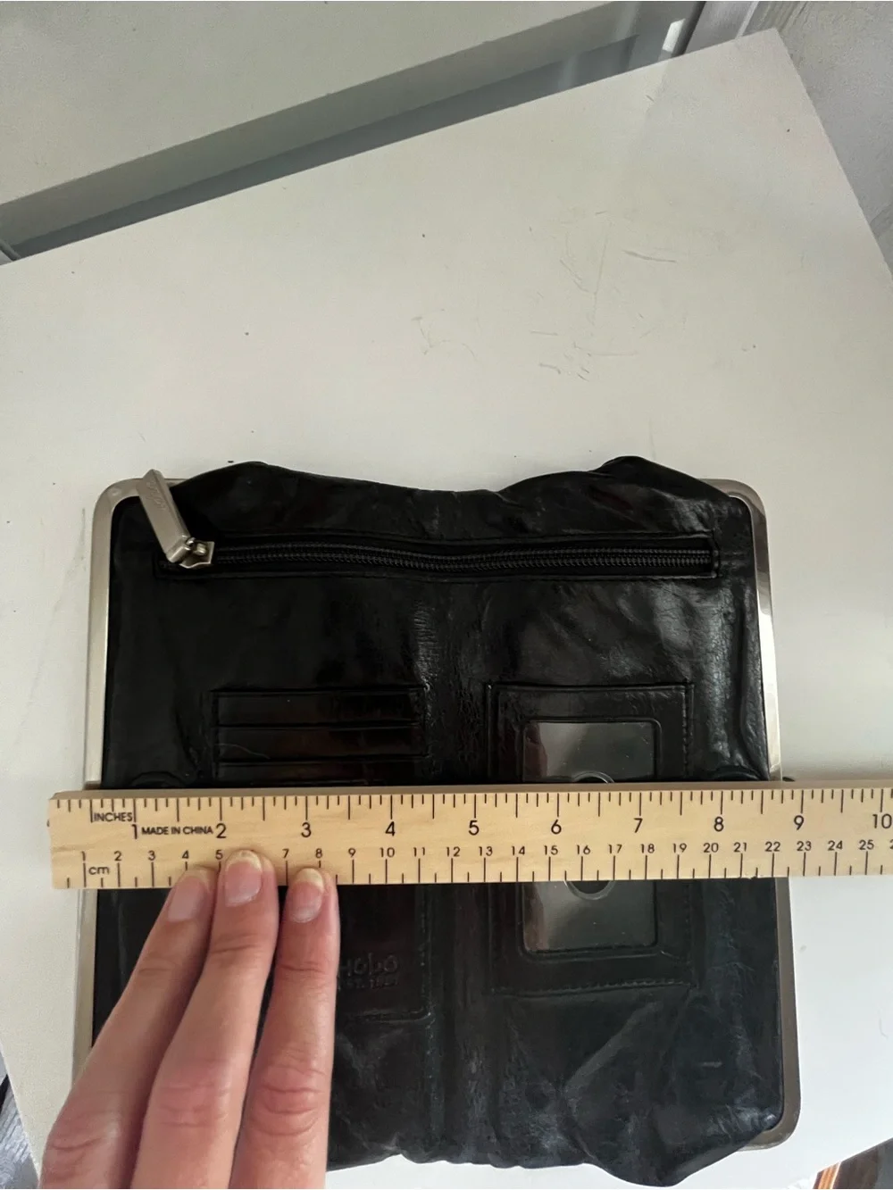 HOBO Black Leather Kiss-Lock Wristlet Clutch